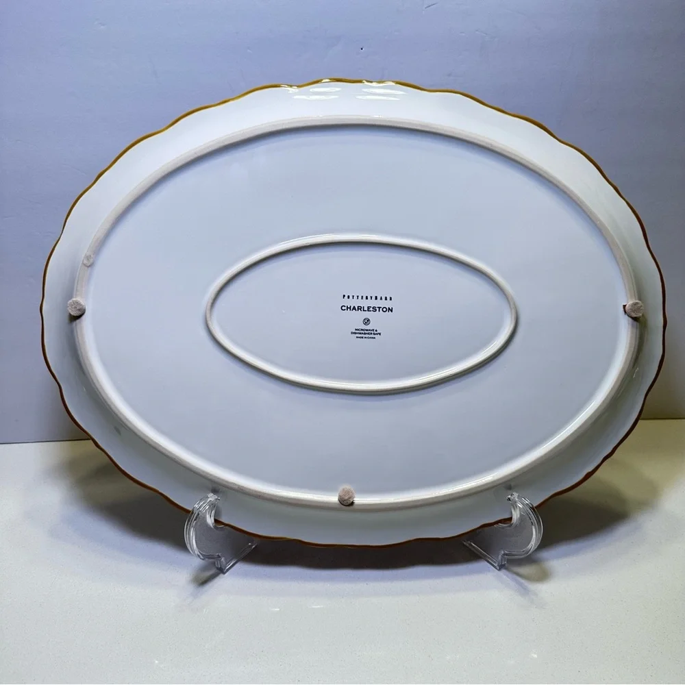 Pottery Barn Floral Charleston Serving Platter Yellow White Colorful 16.5”‎
